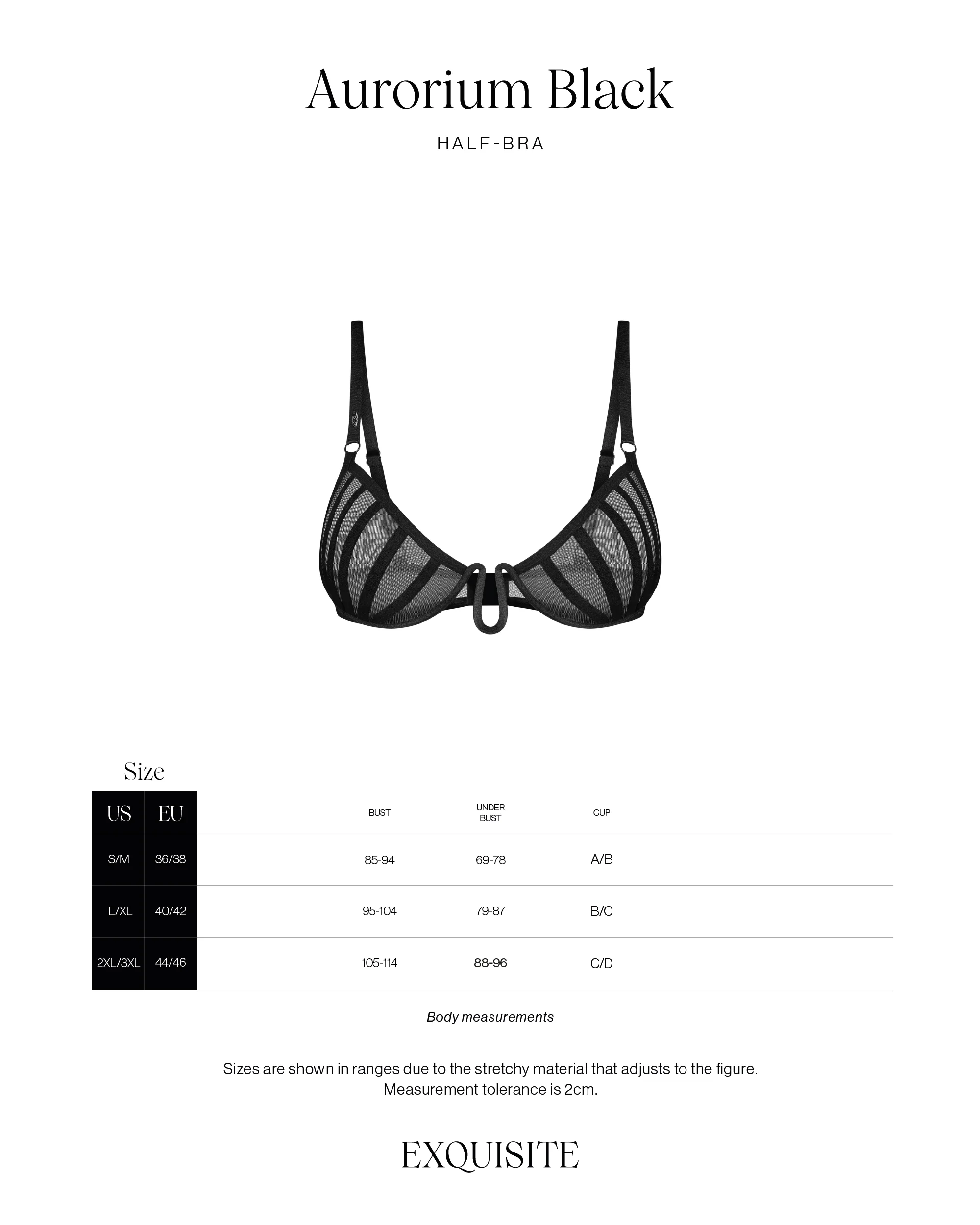 Sizes Aurorium Black half-bra
