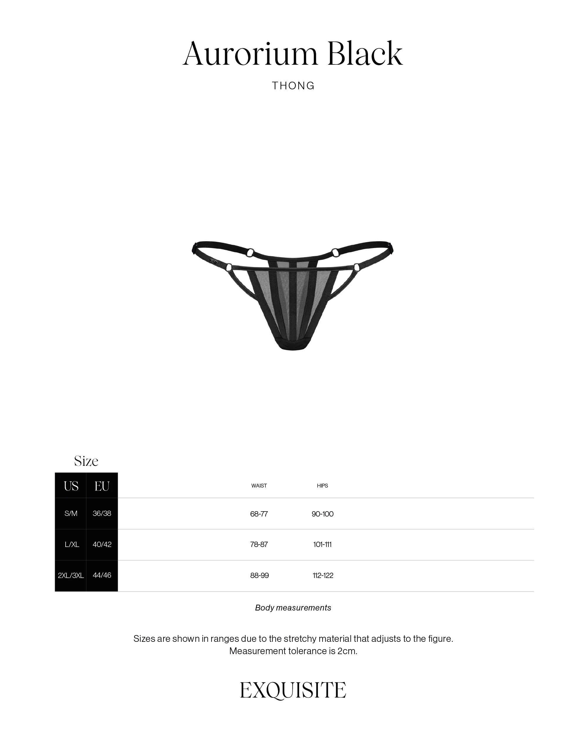 Sizes Aurorium Black thong