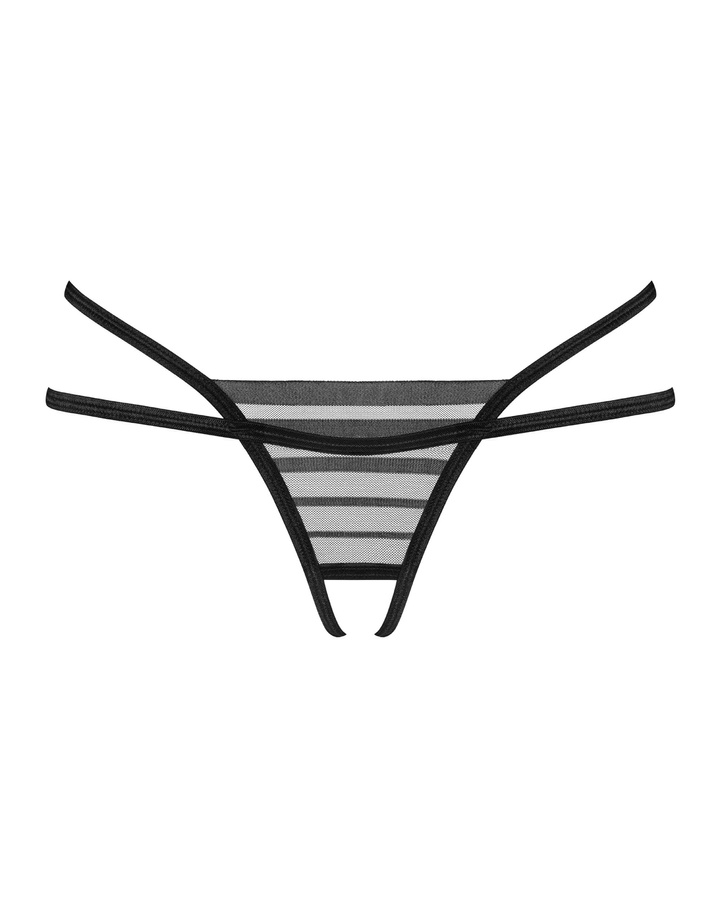 Open black mesh thong