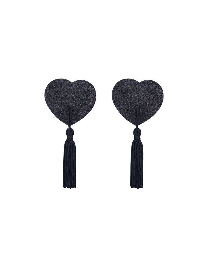 Black nipple covers with shimmering effect