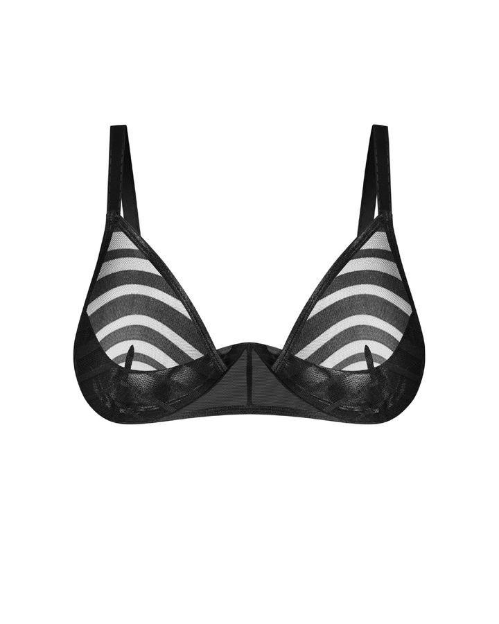 Transparent striped bra