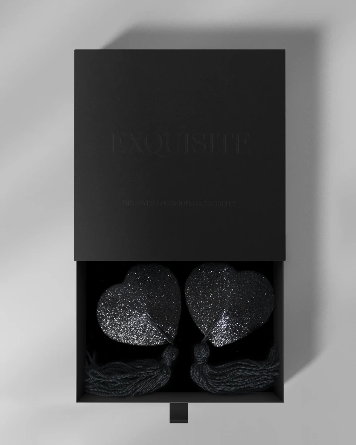 Black nipple covers with shimmering effect