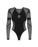 Black, knitwear bodysuit with long sleeves